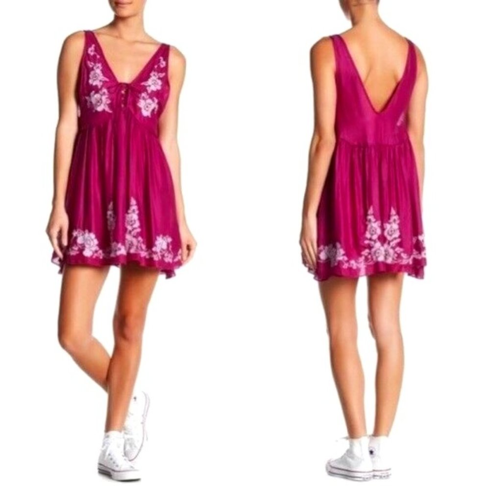 Free People Embroidered Aida Slip Dress - Picture 1 of 8